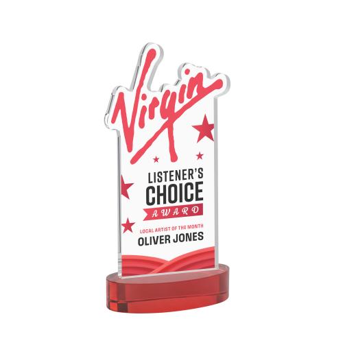 Awards and Trophies - Crystal Awards - EdgeCraft Rectangle Full Color on Alberton - Red (Ocean)