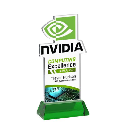 Awards and Trophies - Crystal Awards - EdgeCraft Rectangle Full Color on Hartford - Green (Ocean)