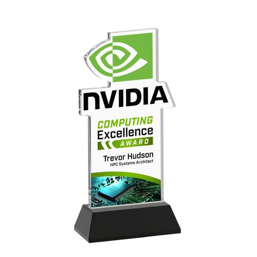 Awards and Trophies - Crystal Awards - EdgeCraft Rectangle Full Color on Hartford - Black (Ocean)