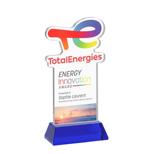 Awards and Trophies - Crystal Awards - EdgeCraft Rectangle Full Color on Hartford - Blue (Ocean)
