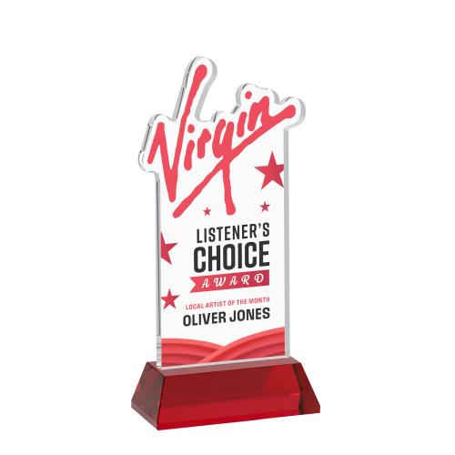 Awards and Trophies - Crystal Awards - EdgeCraft Rectangle Full Color on Hartford - Red (Ocean)