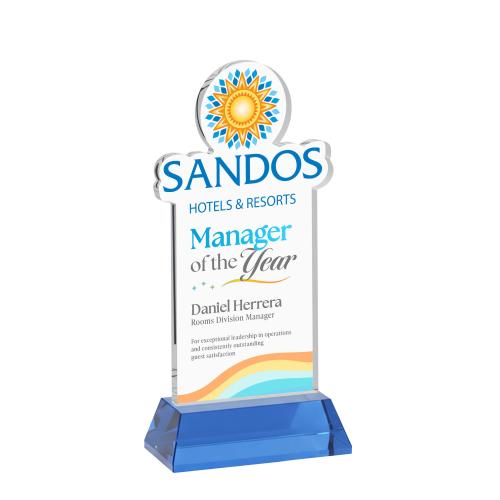 Awards and Trophies - Crystal Awards - EdgeCraft Rect. Full Color on Hartford - Sky Blue (Ocean)