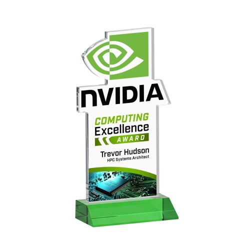 Awards and Trophies - Crystal Awards - EdgeCraft Rectangle Full Color on Mitered - Green (Ocean)