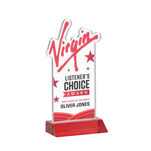 Awards and Trophies - Crystal Awards - EdgeCraft Rectangle Full Color on Mitered - Red (via Ocean)
