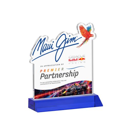 Awards and Trophies - Crystal Awards - EdgeCraft Square Full Color on Mitered - Blue (via Ocean)