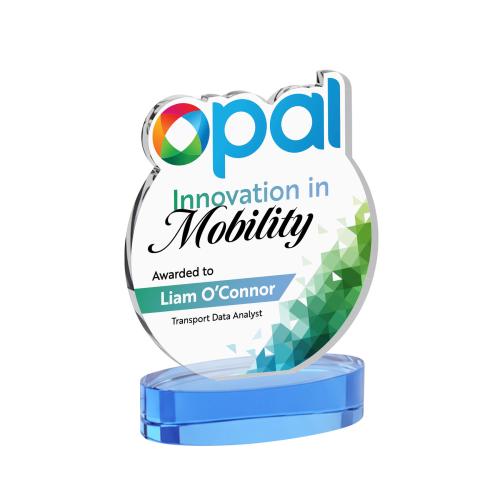 Awards and Trophies - Crystal Awards - EdgeCraft Round Full Color on Alberton - Sky Blue (Ocean)