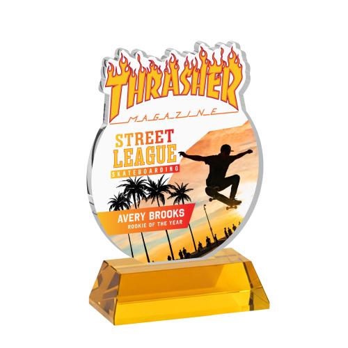 Awards and Trophies - Crystal Awards - EdgeCraft Round Full Color on Hartford - Amber (via Ocean)