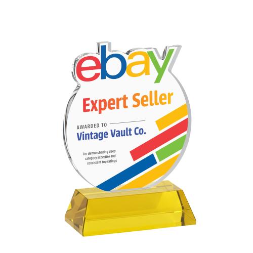 Awards and Trophies - Crystal Awards - EdgeCraft Round Full Color on Hartford - Gold (via Ocean)