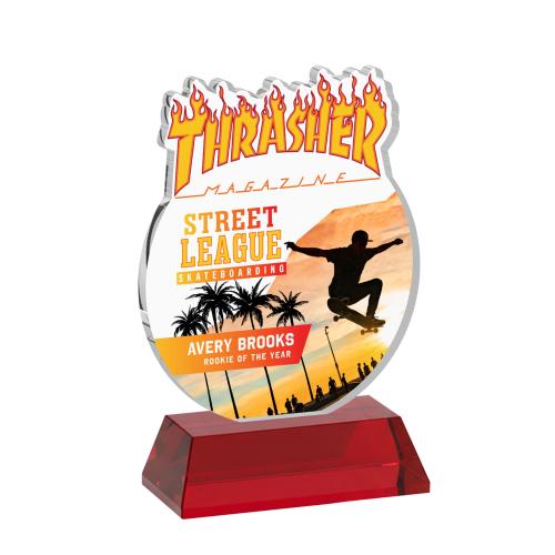 Awards and Trophies - Crystal Awards - EdgeCraft Round Full Color on Hartford - Red (via Ocean)
