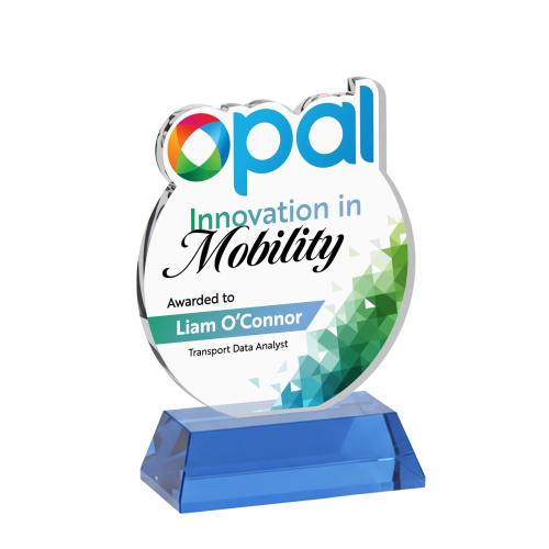 Awards and Trophies - Crystal Awards - EdgeCraft Round Full Color on Hartford - Sky Blue (Ocean)