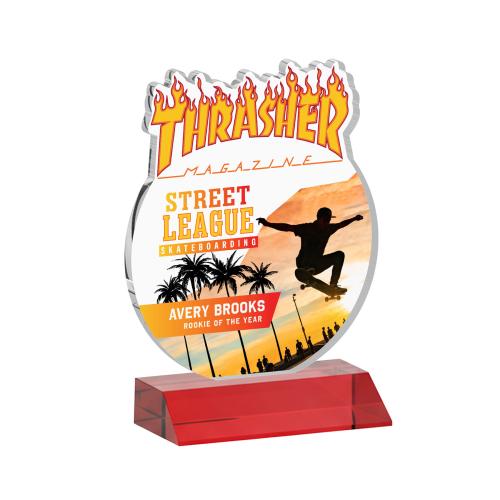 Awards and Trophies - Crystal Awards - EdgeCraft Round Full Color on Mitered - Red (via Ocean)