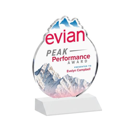 Awards and Trophies - Crystal Awards - EdgeCraft Round Full Color on Mitered - White (via Ocean)