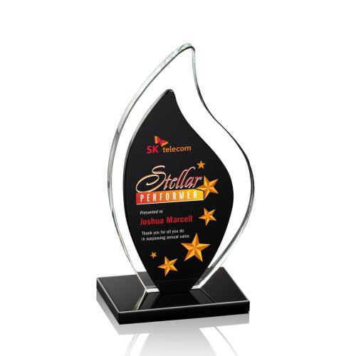 Awards and Trophies - Crystal Awards - Flamingo Full Color Black Flame Crystal Award
