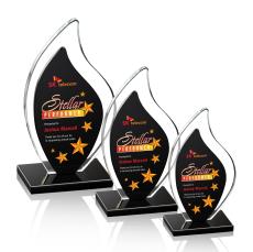 Flamingo Full Color Black Flame Crystal Award - Full Color Imprint