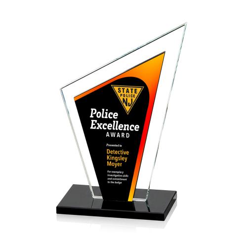 Awards and Trophies - Crystal Awards - Milton Full Color Black Peaks Crystal Award