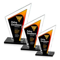 Milton Full Color Black Peaks Crystal Award - Full Color Imprint