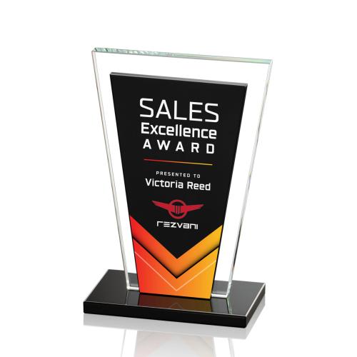 Awards and Trophies - Crystal Awards - Heckel Full Color Black Crystal Award