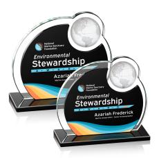 Riccarda Full Color Black Globe Crystal Award - Full Color Imprint