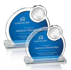 Riccarda Blue Globe Crystal Award - Full Color Imprint