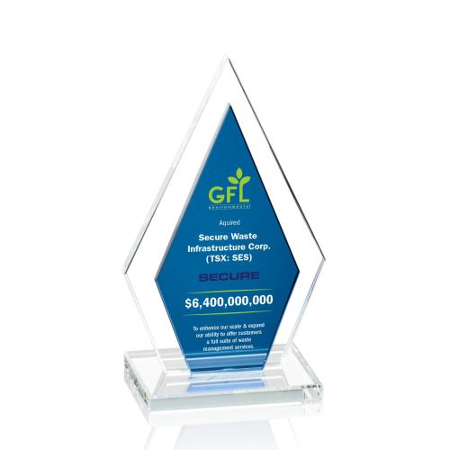 Awards and Trophies - Crystal Awards - Zarita Full Color Blue Diamond Crystal Award