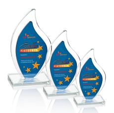 Flamingo Full Color Blue Flame Crystal Award - Crystal Awards