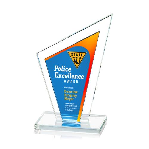 Awards and Trophies - Crystal Awards - Milton Full Color Blue Peaks Crystal Award