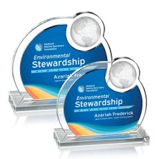 Riccarda Full Color Blue Globe Crystal Award - Crystal Awards