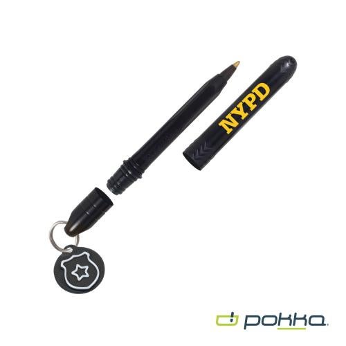 Promotional Products - Writing Instruments - Plastic Pens - Pokka&reg; Pocket Pen w/Dock & Chrome Keyring & Charm in Tin Box