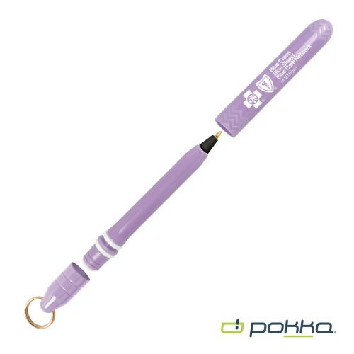 Promotional Products - Writing Instruments - Plastic Pens - Pokka&reg; Pocket Pen w/Dock & Gold Keyring & in Tin Box