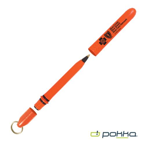 Promotional Products - Writing Instruments - Plastic Pens - Pokka&reg; Pocket Pen w/Dock & Gold Keyring & in Tin Box