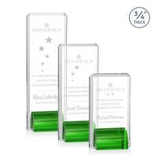 Annapolis Green Rectangle Crystal Award - Colored Crystal Awards