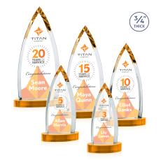 Shildon Full Color Amber on Alberton Base Peaks Crystal Award - Awards and Trophies