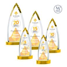 Shildon Full Color Gold on Alberton Base Peaks Crystal Award - Awards and Trophies
