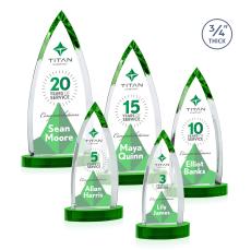 Shildon Full Color Green on Alberton Base Peaks Crystal Award - Awards and Trophies