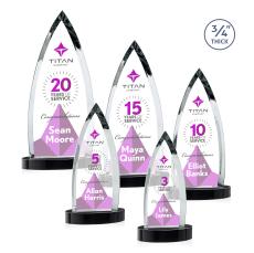 Shildon Full Color Black on Alberton Base Peaks Crystal Award - Full Color Imprint