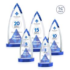 Shildon Full Color Sky Blue on Alberton Base Peaks Crystal Award - Full Color Imprint
