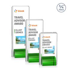 Annapolis Full Color Green Rectangle Crystal Award - Colored Crystal Awards