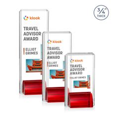 Annapolis Full Color Red Rectangle Crystal Award - Colored Crystal Awards