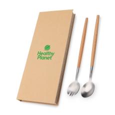 Leafserve Salad Spoon & Fork Set w/Acacia Wood Handles  - Housewares