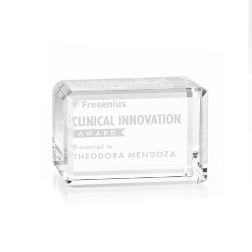 Awards and Trophies - Crystal Awards - Fulton Cube Horizontal Rectangle Crystal Award