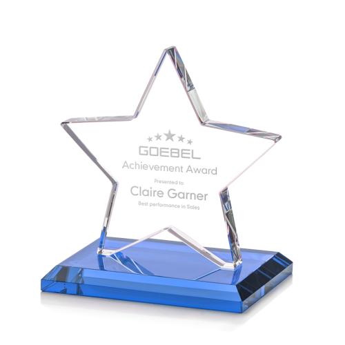 Awards and Trophies - Crystal Awards - Sudbury Sky Blue Star Crystal Award