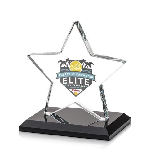 Awards and Trophies - Crystal Awards - Sudbury Full Color Black Star Crystal Award