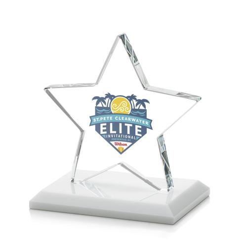 Awards and Trophies - Crystal Awards - Sudbury Full Color White Star Crystal Award
