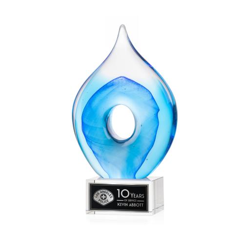 Awards and Trophies - Crystal Awards - Glass Awards - Caspian Tear Drop on Hancock Clear Glass Award