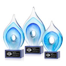 Caspian Tear Drop on Hancock Blue Glass Award - Glass Awards