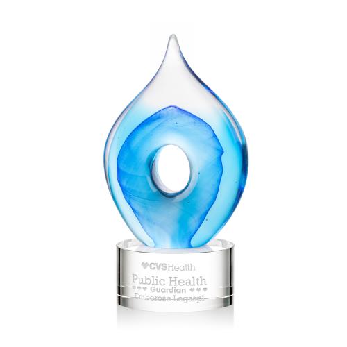 Awards and Trophies - Crystal Awards - Glass Awards - Caspian Tear Drop on Marvel Clear Glass Award