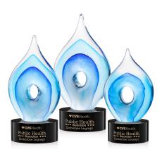 Caspian Tear Drop on Marvel Black Glass Award - Glass Awards