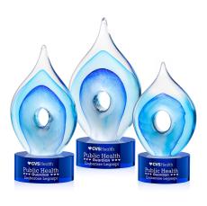 Caspian Tear Drop on Marvel Blue Glass Award - Glass Awards