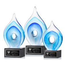 Caspian Tear Drop on Square Marble Glass Award - Glass Awards
