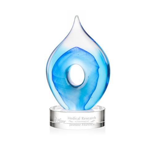 Awards and Trophies - Crystal Awards - Glass Awards - Caspian Tear Drop on Stanrich Clear Glass Award